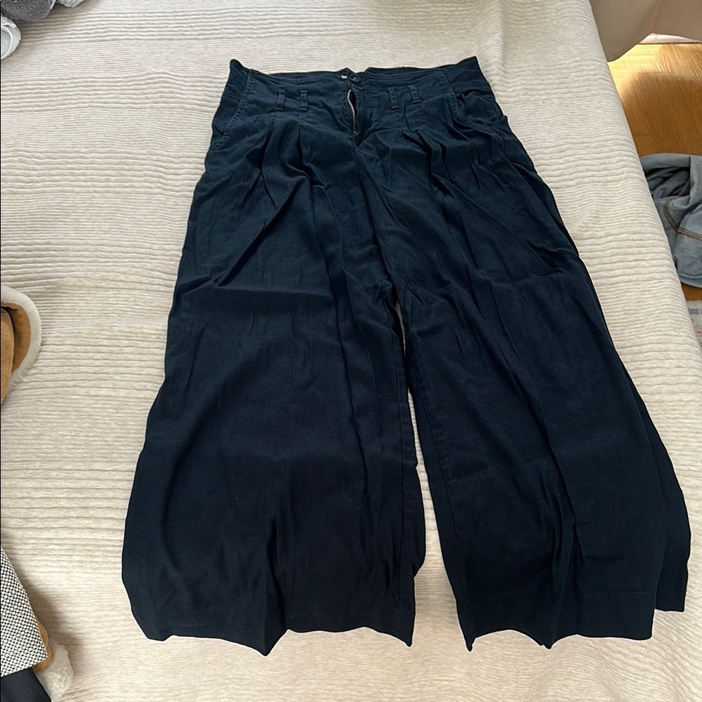 Anthropologie Black Wide-Leg Trousers